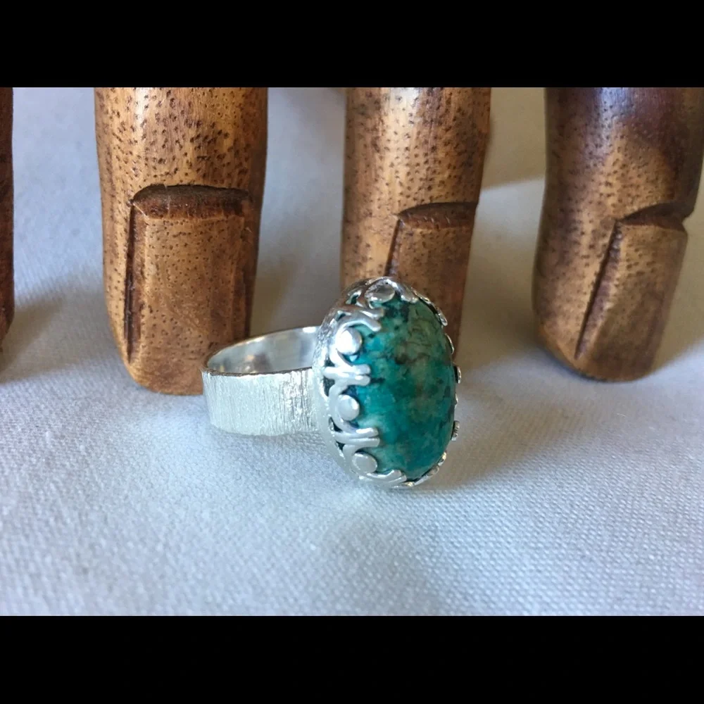 Sterling Silver African‎ Turquoise Ring Handmade